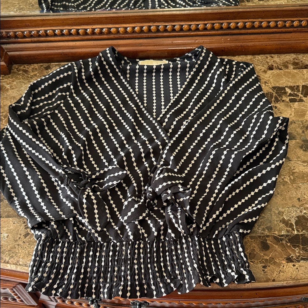 MICHAEL Michael Kors Black and White Patterned Blouse